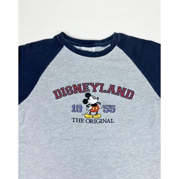 Vintage Y2K Walt Disney Disneyland Mickey Shirt Small Long Sleeve Grey Embroider - Picture 1 of 8